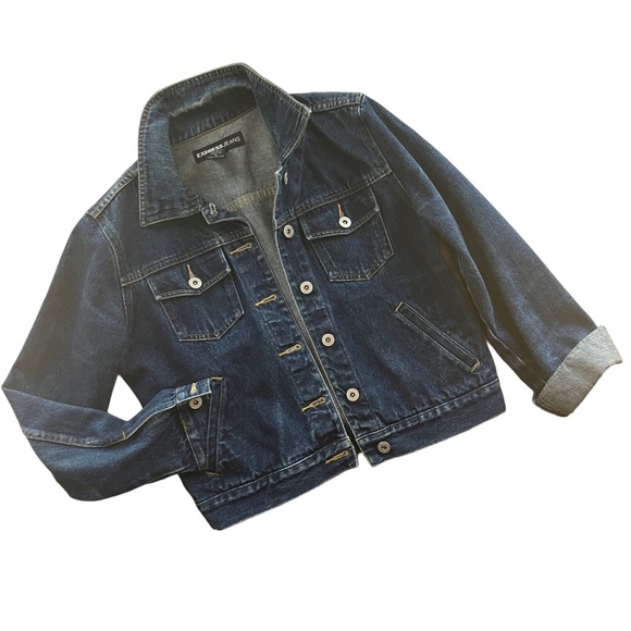 Express Jeans Denim Jacket Cropped Sz S Like New - Picture 5 of 10